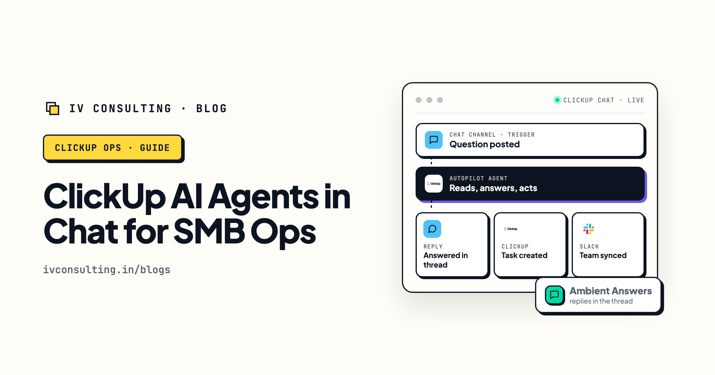 ClickUp AI agents in chat for SMB ops