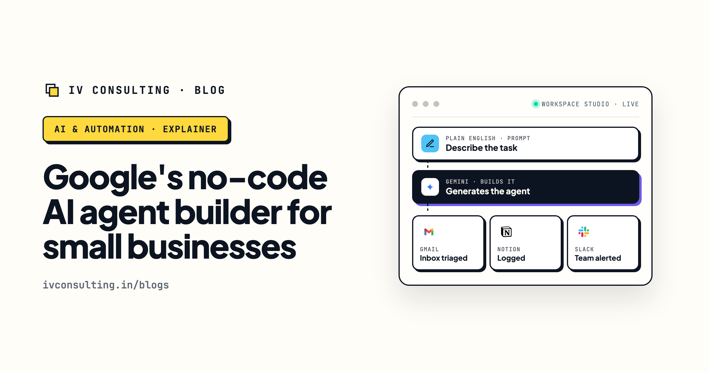 Google Workspace Studio no-code AI agent builder