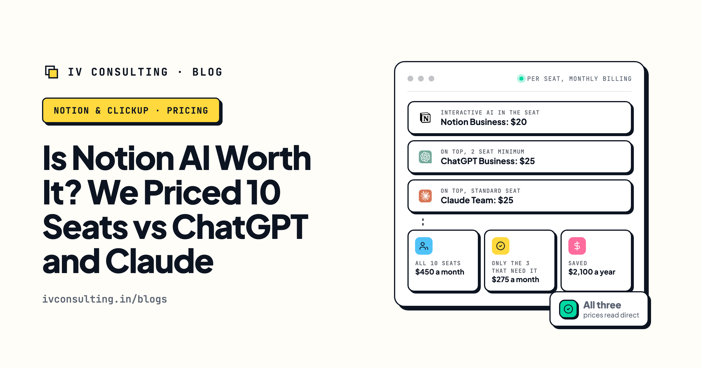 Is Notion AI worth it, seat cost vs ChatGPT and Claude