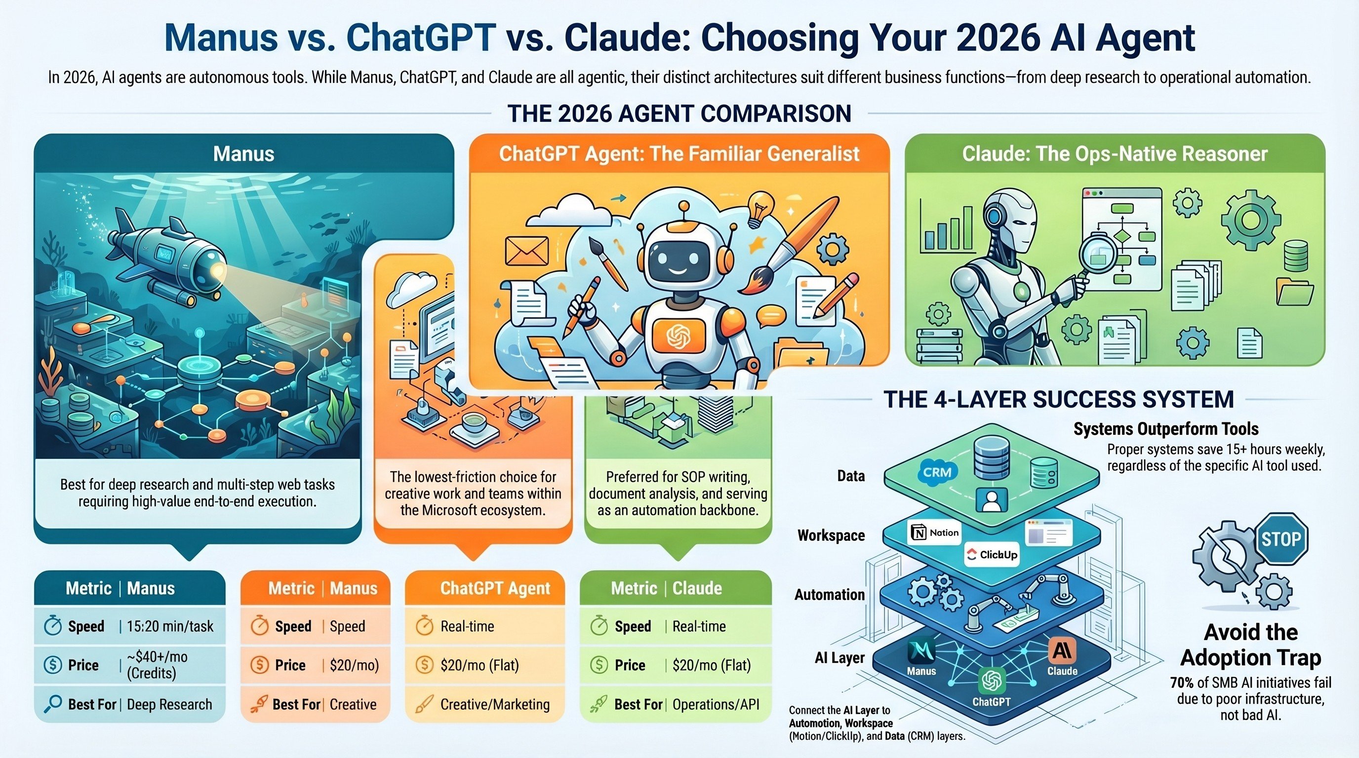 Manus vs ChatGPT vs Claude: Which AI Agent for 2026?