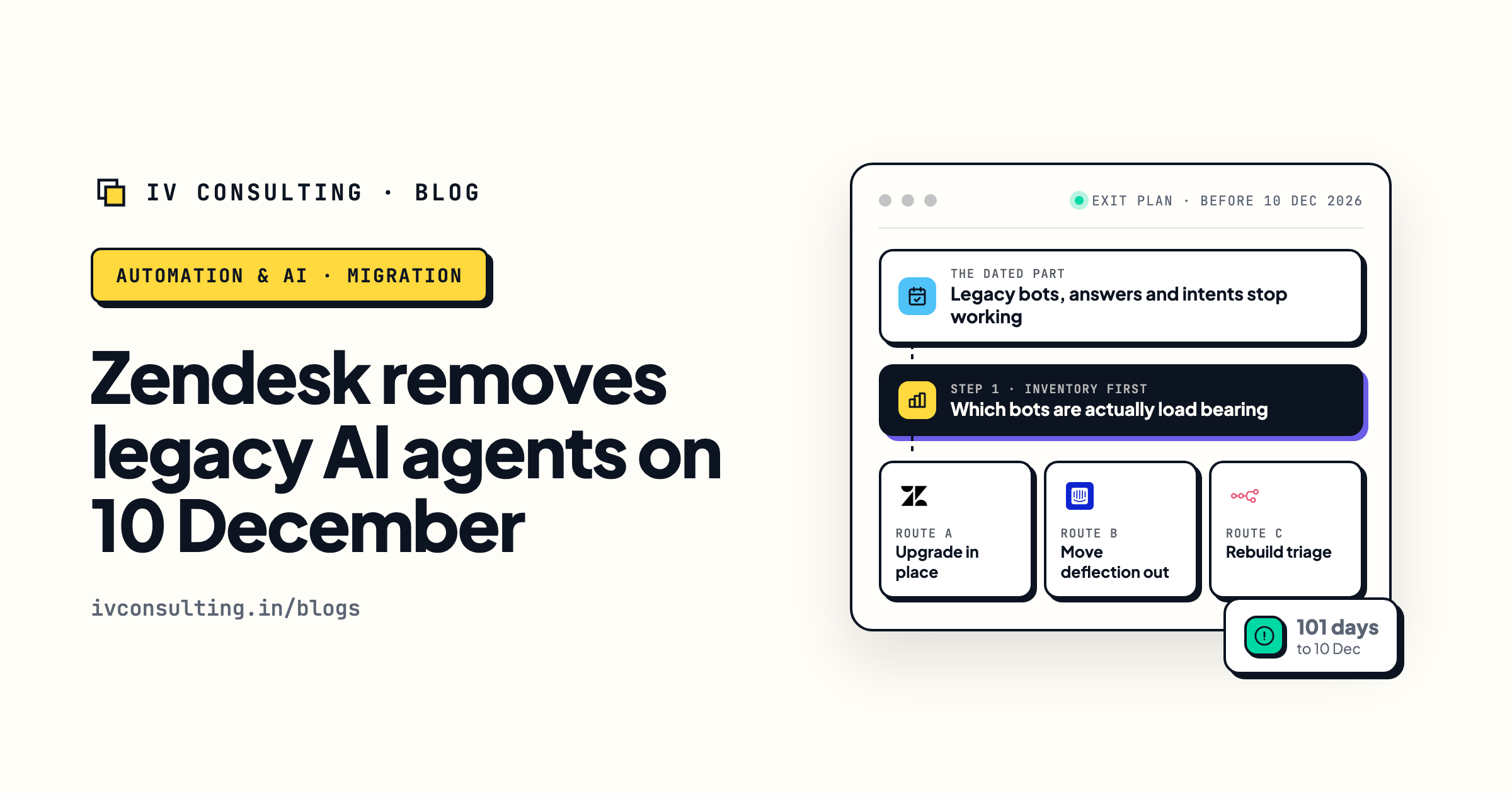 Zendesk legacy AI agent removal on 10 December 2026 and the three exit routes