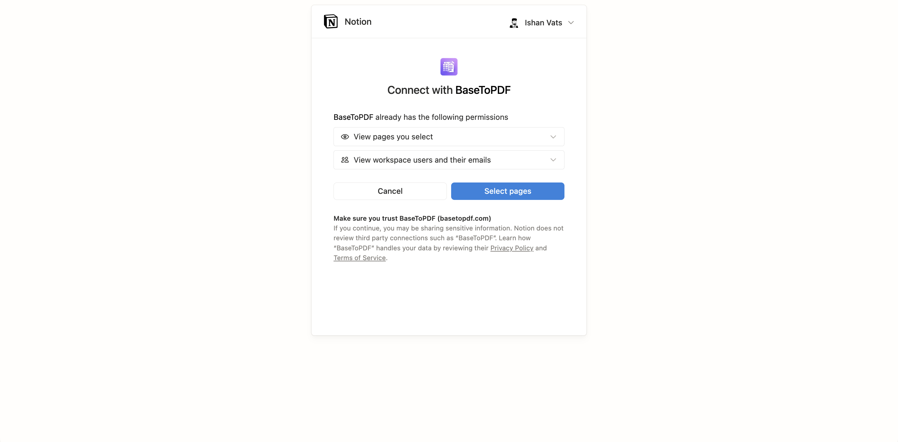 Notion OAuth integration
