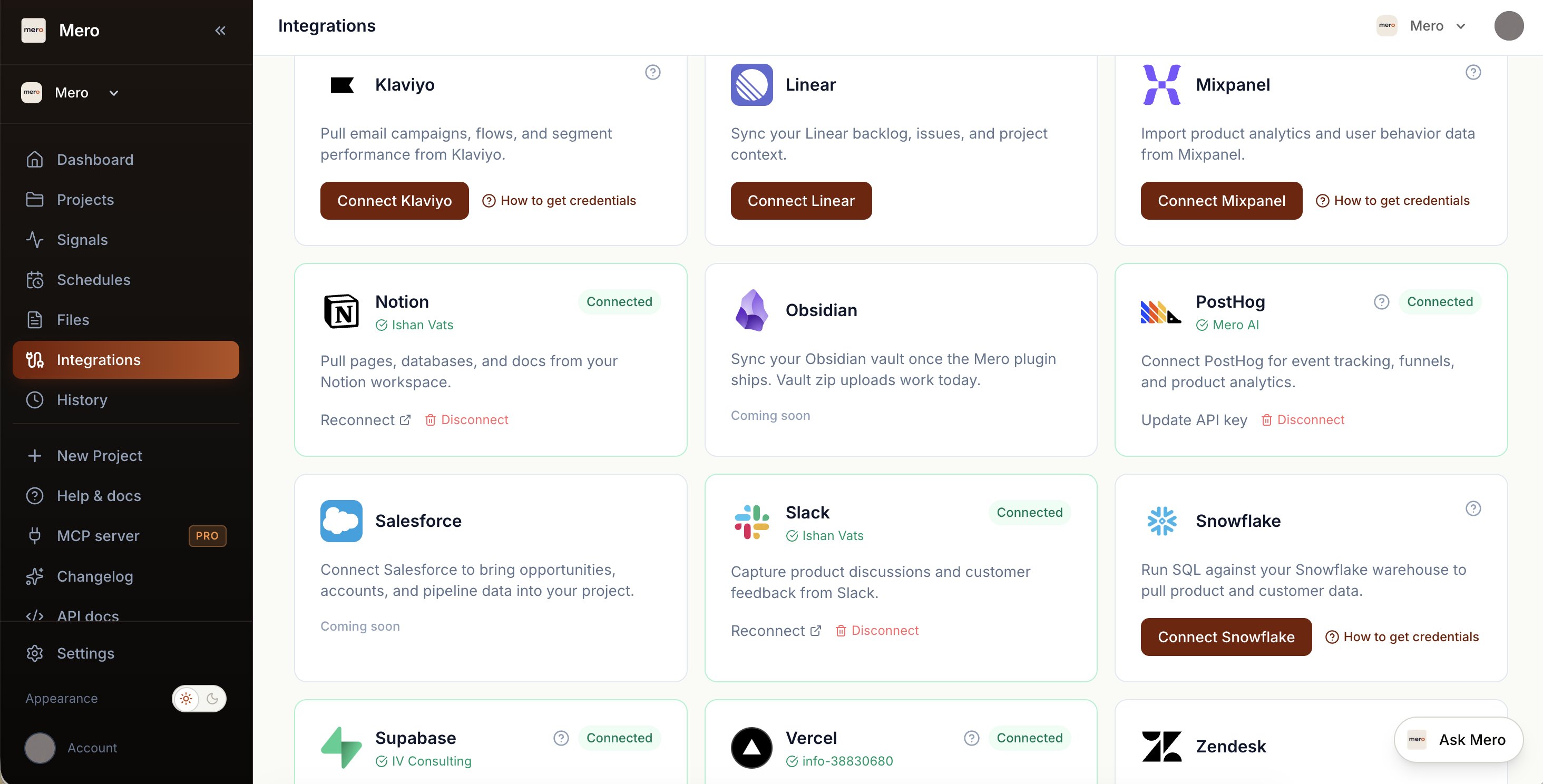 Native integrations via OAuth and API keys