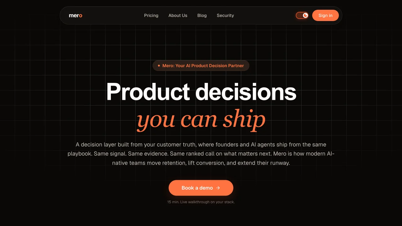 Mero AI homepage