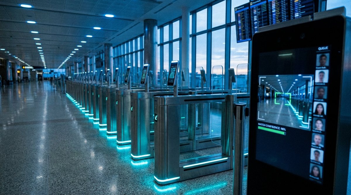 Automated biometric gate corridor at an airport