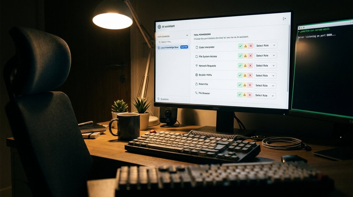 Developer workstation showing tool permissions for a custom connector